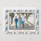 Blue Christmas Santa Toile Photo シーズンカード (正面)