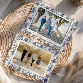 Blue Christmas Santa Toile Photo シーズンカード