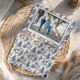 Blue Christmas Santa Toile Photo シーズンカード