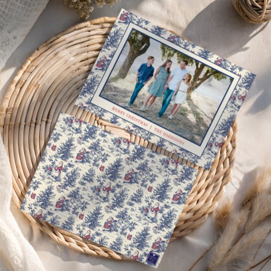 Blue Christmas Santa Toile Photo シーズンカード