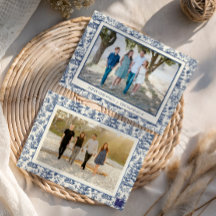 Blue Christmas Santa Toile Photo