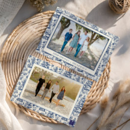 Blue Christmas Santa Toile Photo シーズンカード