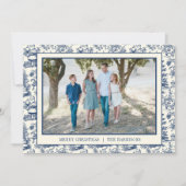 Blue Christmas Santa Toile Photo シーズンカード (正面)