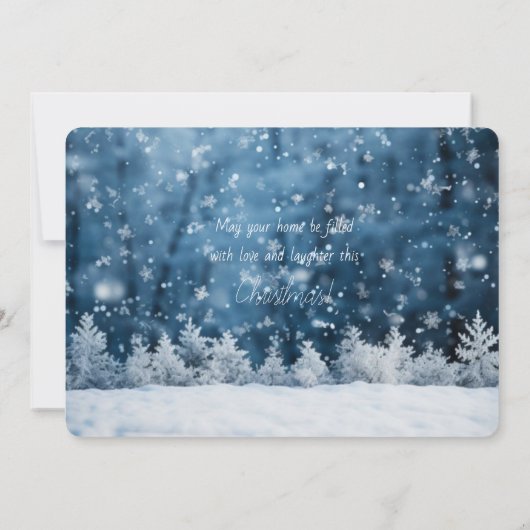 Blue Christmas Snow Winter Scene House (裏面)