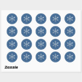 Blue Christmas Snowflake Elegant Faux Silver Foil ラウンドシール (シート)