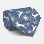 Blue Christmas snowflakes deer pattern ネクタイ (ロール)