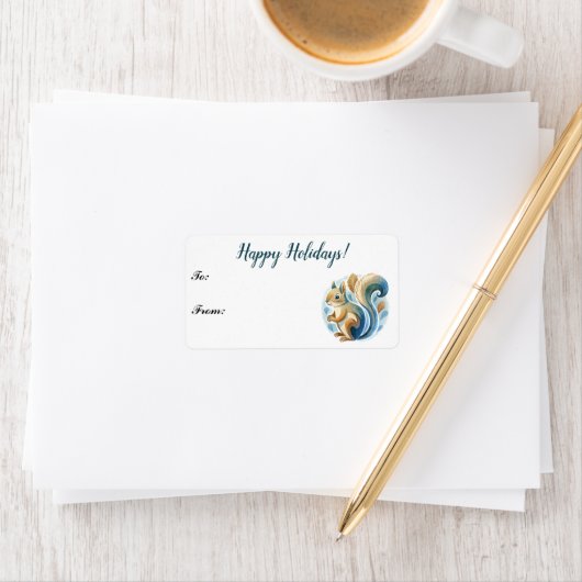 Blue Christmas Squirrel ラベル (インサイチュ)