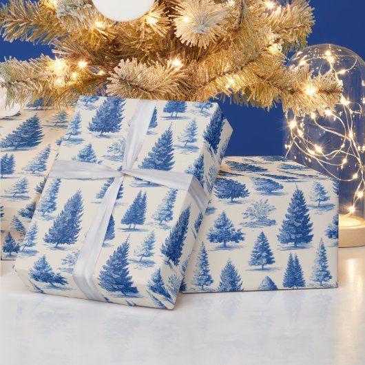 Blue Christmas toile ラッピングペーパー (クリスマス)