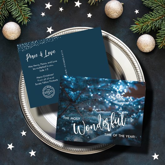 Blue Christmas Treeビジネスロゴ シーズンポストカード