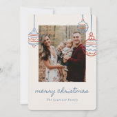 Blue Christmas Tree Doodle Coquette Bow Family シーズンカード (正面)