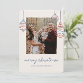 Blue Christmas Tree Doodle Coquette Bow Family シーズンカード (スタンド正面)