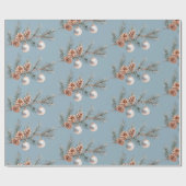 Blue Christmas Tree Pine Cones Ornaments   ラッピングペーパー (フラット)