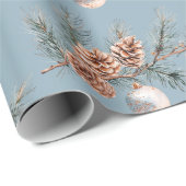 Blue Christmas Tree Pine Cones Ornaments   ラッピングペーパー (ロールコーナー)