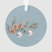 Blue Christmas Tree Pine Cones Ornaments Trumpet オーナメント (裏面)