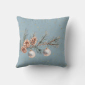 Blue Christmas Tree Pine Cones Ornaments Trumpet クッション (裏面)