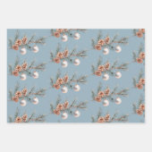 Blue Christmas Tree Pine Cones Ornaments Trumpet ラッピングペーパーシート (正面)