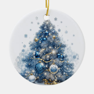 Blue Christmas Tree with Decorations セラミックオーナメント
