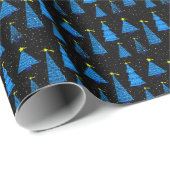 blue christmas trees and snowflakes ラッピングペーパー (ロールコーナー)