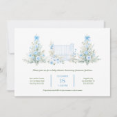 Blue Christmas Trees with crib boy Baby Shower 招待状 (正面)