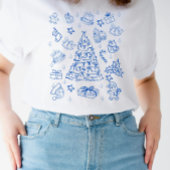 Blue Christmas Whimsy - Cute Festive Doodles Tシャツ