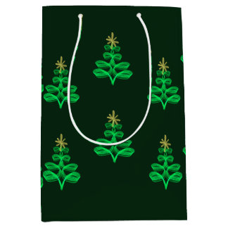 Blue Christmas wrapping paper  ミディアムペーパーバッグ