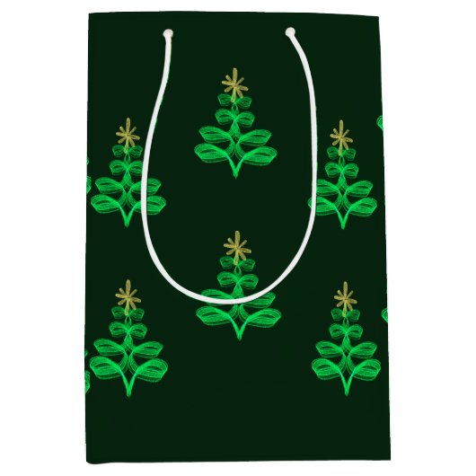 Blue Christmas wrapping paper  ミディアムペーパーバッグ (正面)