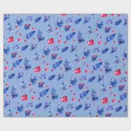 Blue Christmas wrapping paper roll ラッピングペーパー