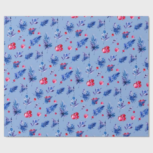 Blue Christmas wrapping paper roll ラッピングペーパー (フラット)