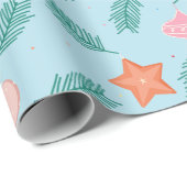 Blue Christmas Wrapping Paper with Ornaments  ラッピングペーパー (ロールコーナー)