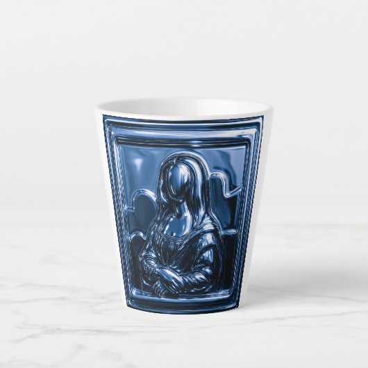 Blue Chrome Mona Relief カフェラテマグ (正面)