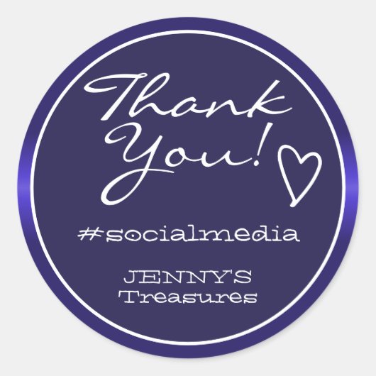 Blue Chrome Steelのラベルグラデーション付けに感謝エレガント ラウンドシール (正面)