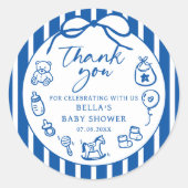 Blue Ciao Baby Italian Baby Shower Sticker ラウンドシール (正面)