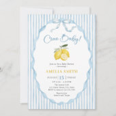 Blue Ciao Baby Lemon Theme Baby Shower 招待状 (正面)