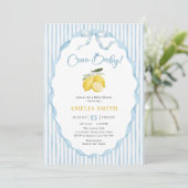 Blue Ciao Baby Lemon Theme Baby Shower 招待状 (スタンド正面)