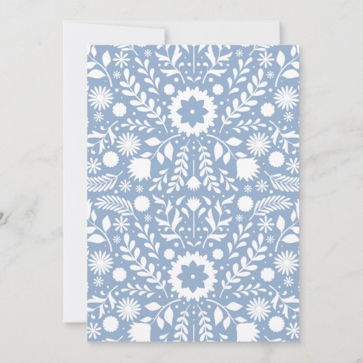 Blue Cielito Lindo Baptism Talavera Pattern 招待状 (裏面)