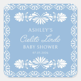Blue Cielito Lindo Boy Baby Shower Sticker スクエアシール