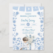  Blue Cielito Lindo First Holy Communion  招待状 (正面)