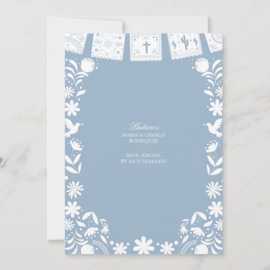  Blue Cielito Lindo First Holy Communion  招待状 (裏面)