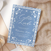 Blue Cielito Lindo Talavera Baby Shower 招待状
