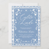Blue Cielito Lindo Talavera Baby Shower 招待状 (正面)