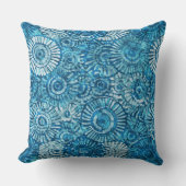 blue circle batik pattern クッション (正面)