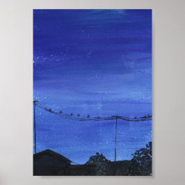 Blue Cityscape Print, Value Poster Paper ポスター