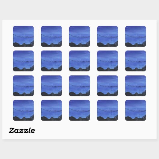 Blue Cityscape Stickers スクエアシール (シート)