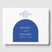 Blue Clam Seashells Coastal Seaside Beach Wedding ゲストブック (正面)