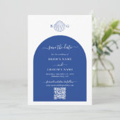 Blue Clam Seashells Coastal Seaside Beach Wedding セーブザデート (スタンド正面)
