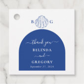 Blue Clam Seashells Coastal Seaside Beach Wedding フェイバータグ (正面)