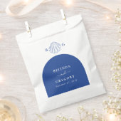 Blue Clam Seashells Coastal Seaside Beach Wedding フェイバーバッグ (クリップ留めされた状態)