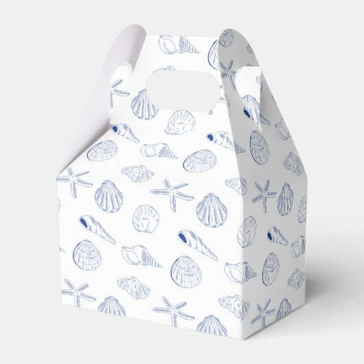 Blue Clam Seashells Coastal Seaside Beach Wedding フェイバーボックス (裏面サイド)