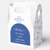 Blue Clam Seashells Coastal Seaside Beach Wedding フェイバーボックス (オープン)