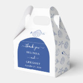 Blue Clam Seashells Coastal Seaside Beach Wedding フェイバーボックス (正面サイド)